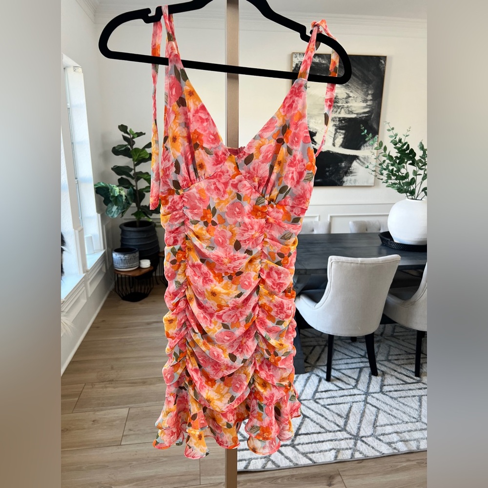 Lily Rose Floral Ruched Mini Dress